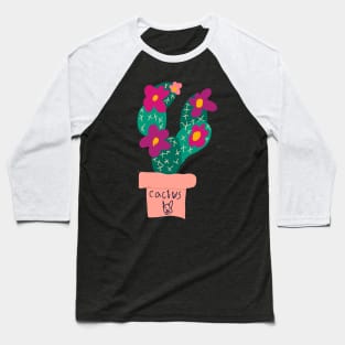 Potted cactus with flowers child's illustration Baseball T-Shirt